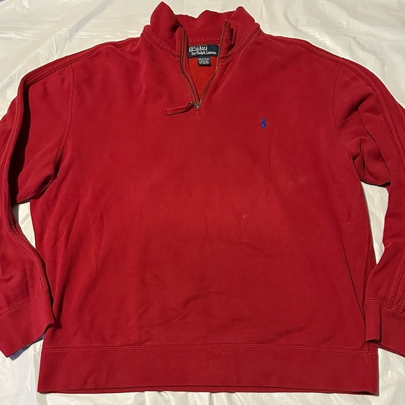 Polo By Ralph Lauren Pull Over Red 1/4 Zip Size Large - Picture 1 of 6